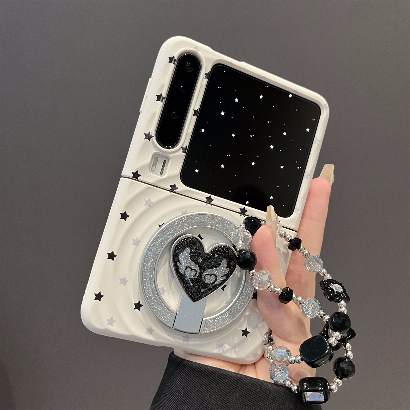 适用华为PuraX典藏版手机壳折叠屏ins波点星星闪粉爱心支架保护套