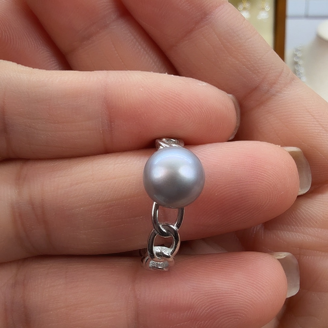 淡水珍珠银S925镶嵌戒指