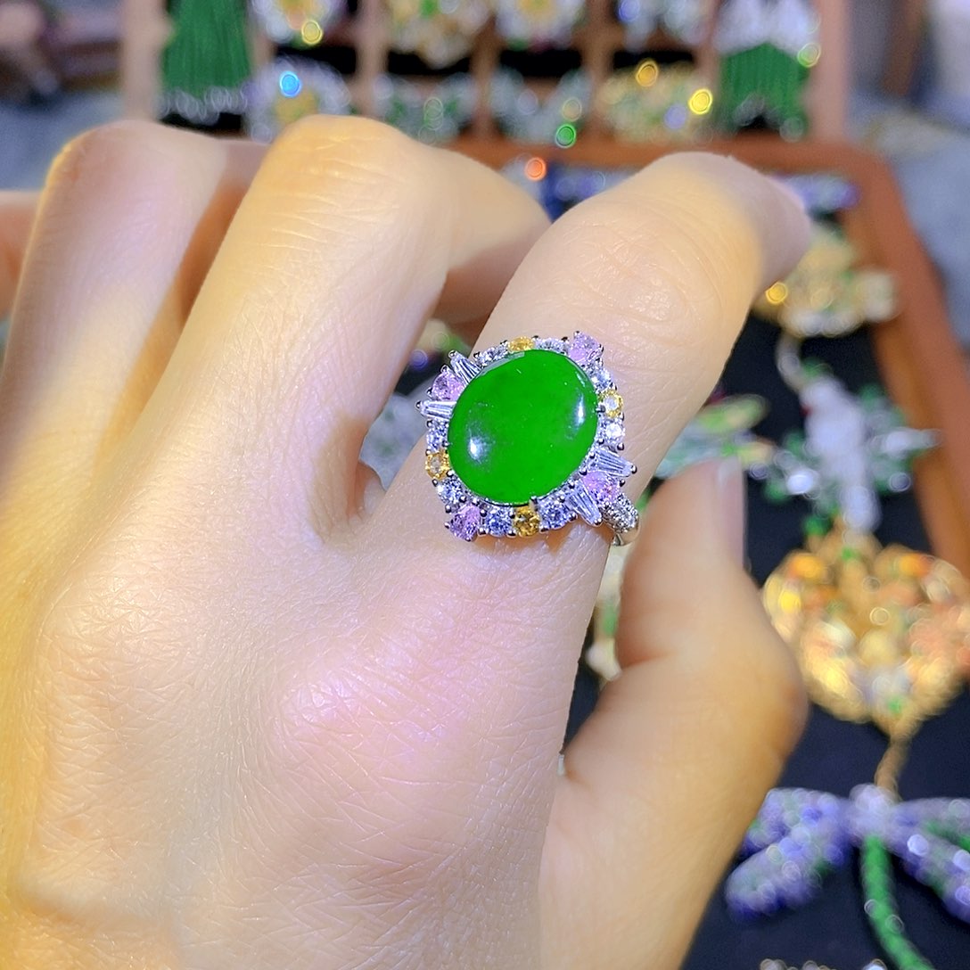 吊坠(不含链)银S925镶嵌翡翠