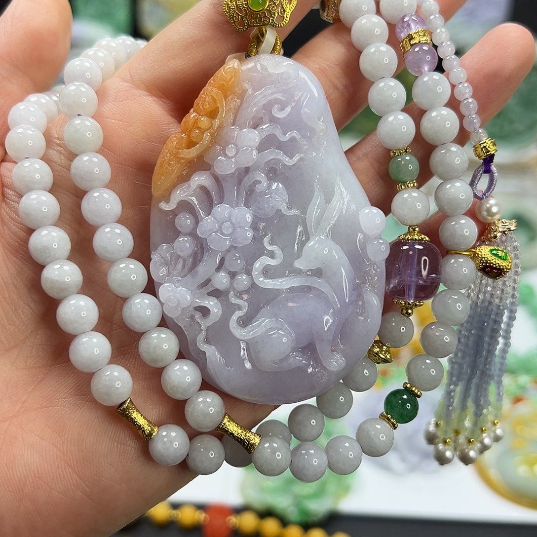 遇****翡翠未镶嵌颈饰项链