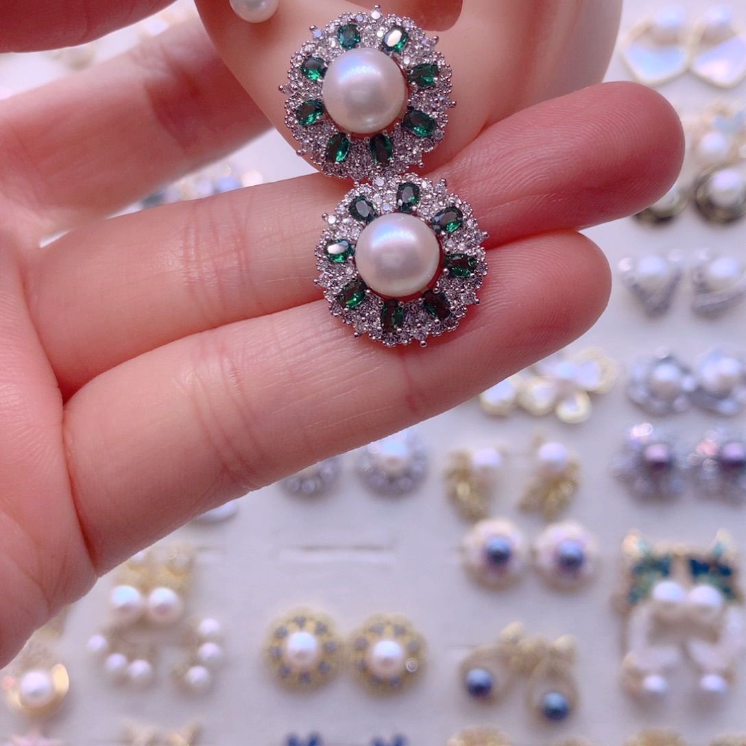 淡水珍珠耳饰合金