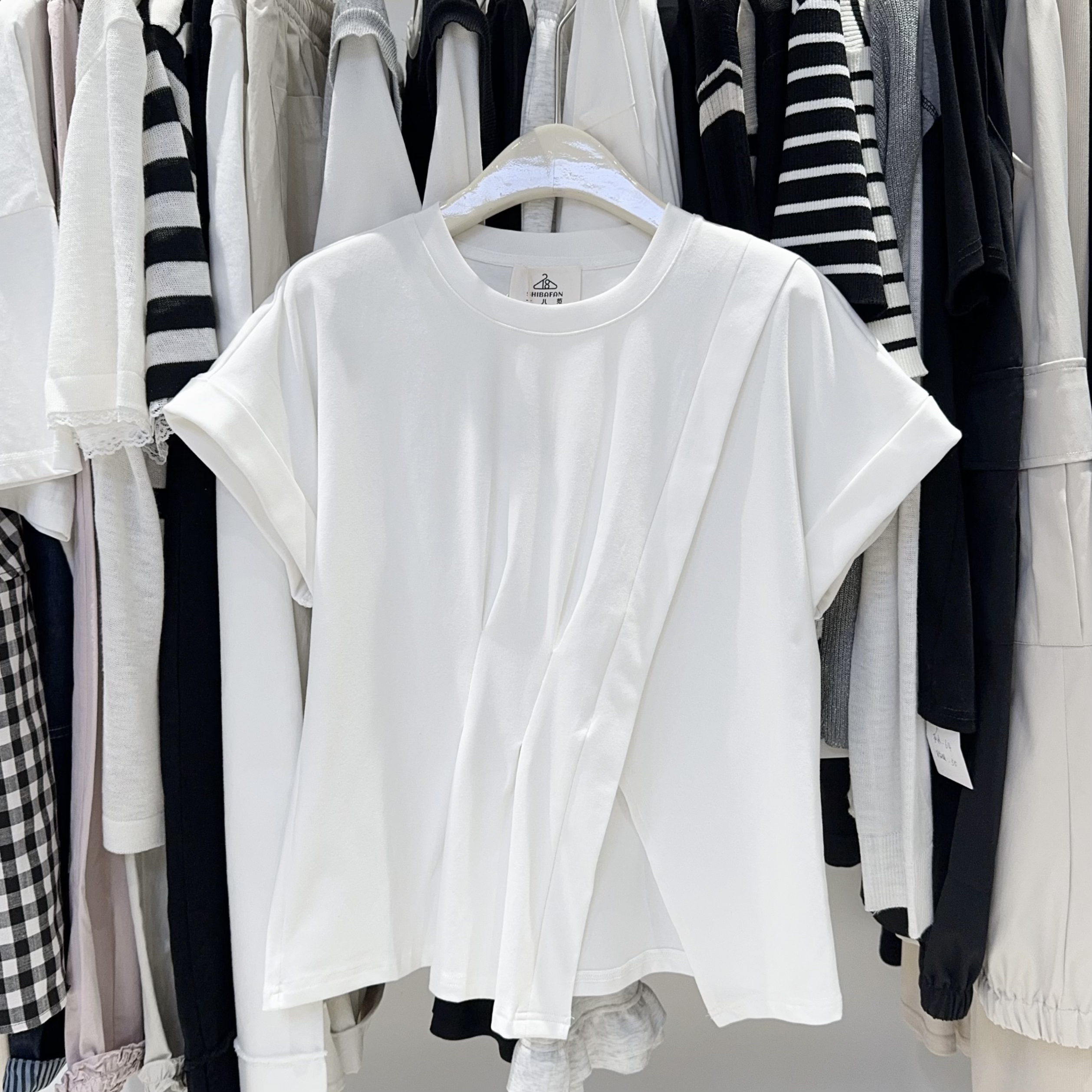 （沈阳五爱女装）2559时尚开叉纯色显瘦短袖