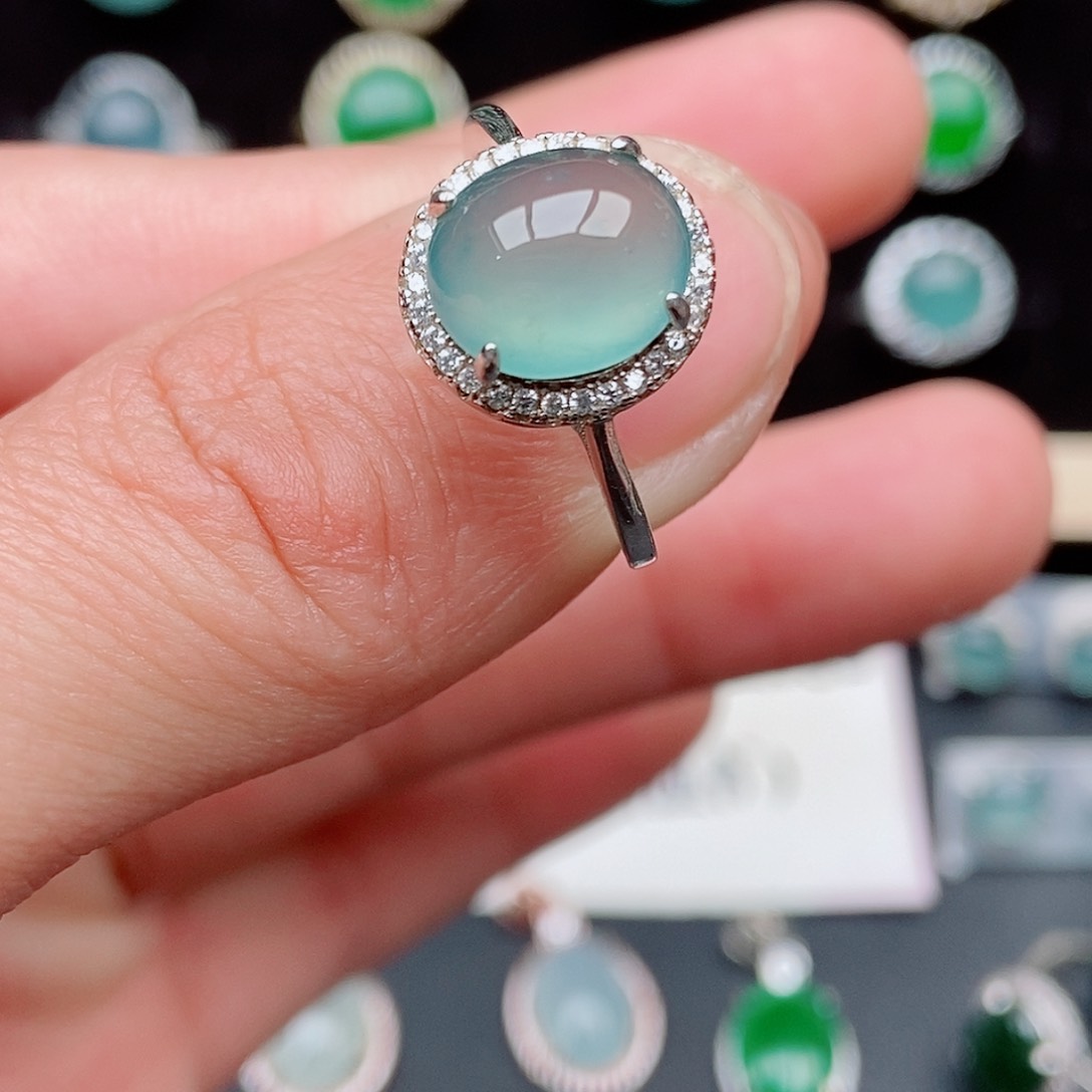 翡翠戒指银S925镶嵌8548248