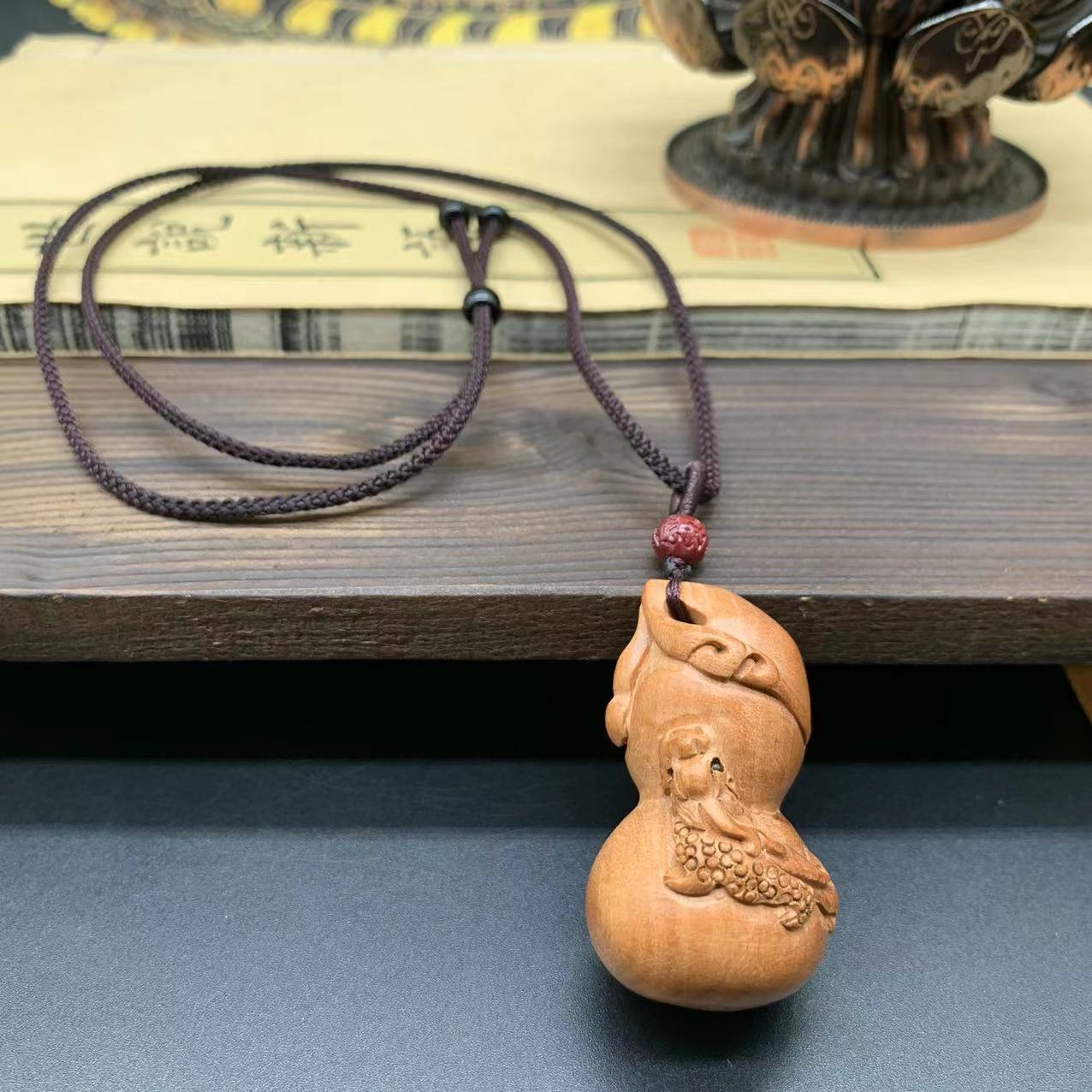 【福禄三宝】红桃老桃木葫芦貔貅招财平安吊坠项链