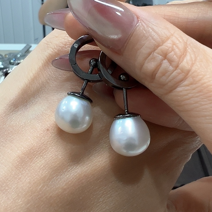银S925镶嵌耳饰海水珍珠
