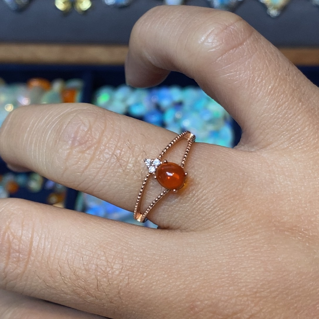 欧泊珠宝奇石银S925镶嵌戒指