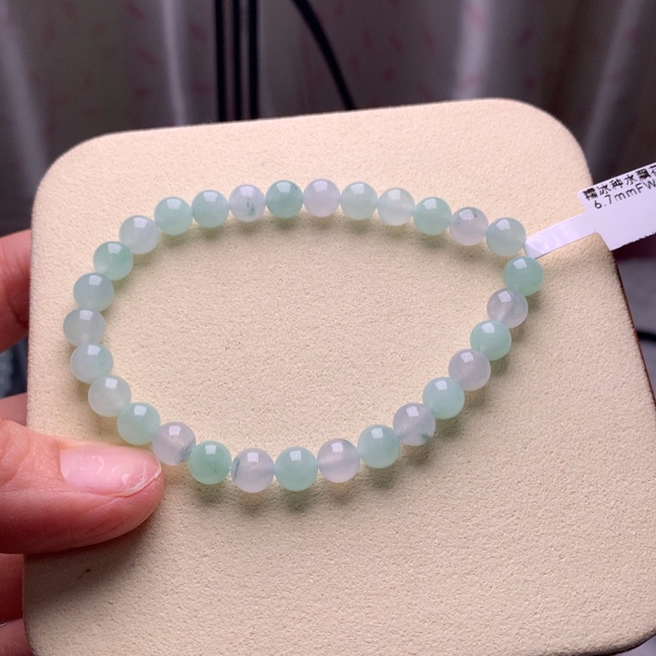 翡翠手链未镶嵌天然缅甸翡翠A货卡6.7