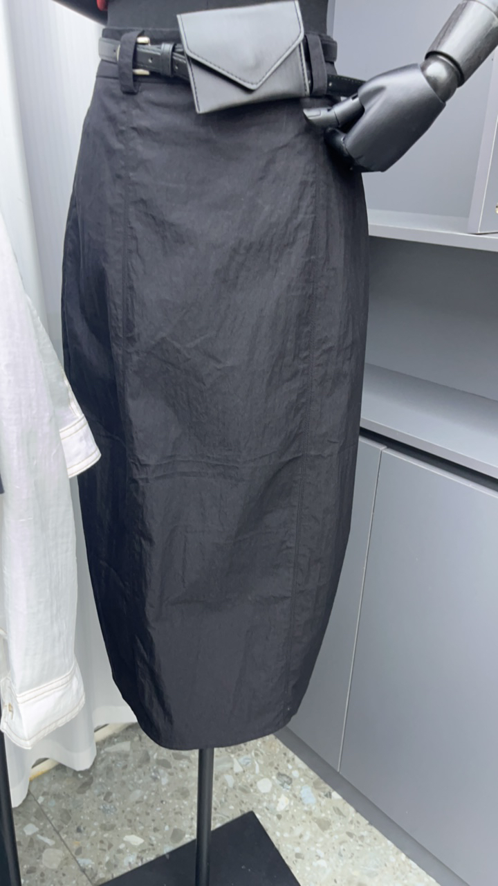 高腰拉链A字裙纯色中长裙半身裙短裙裙子半裙松紧腰