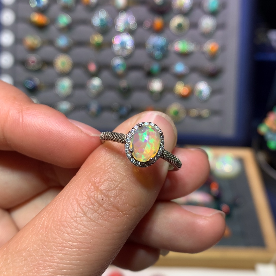 欧泊戒指款式银S925镶嵌