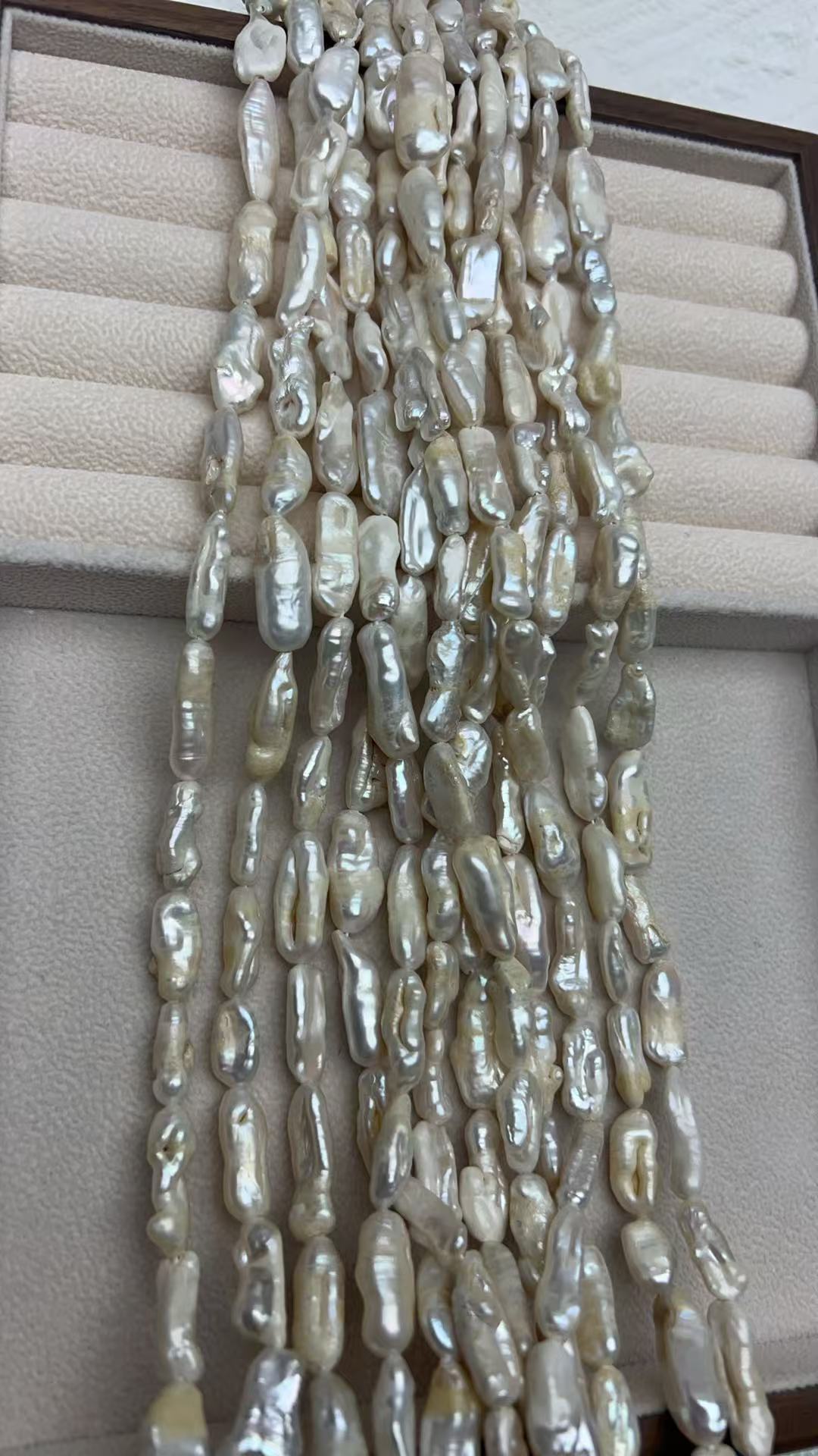 白色巴洛克小胖长条纯天然珍珠微瑕疵半成品