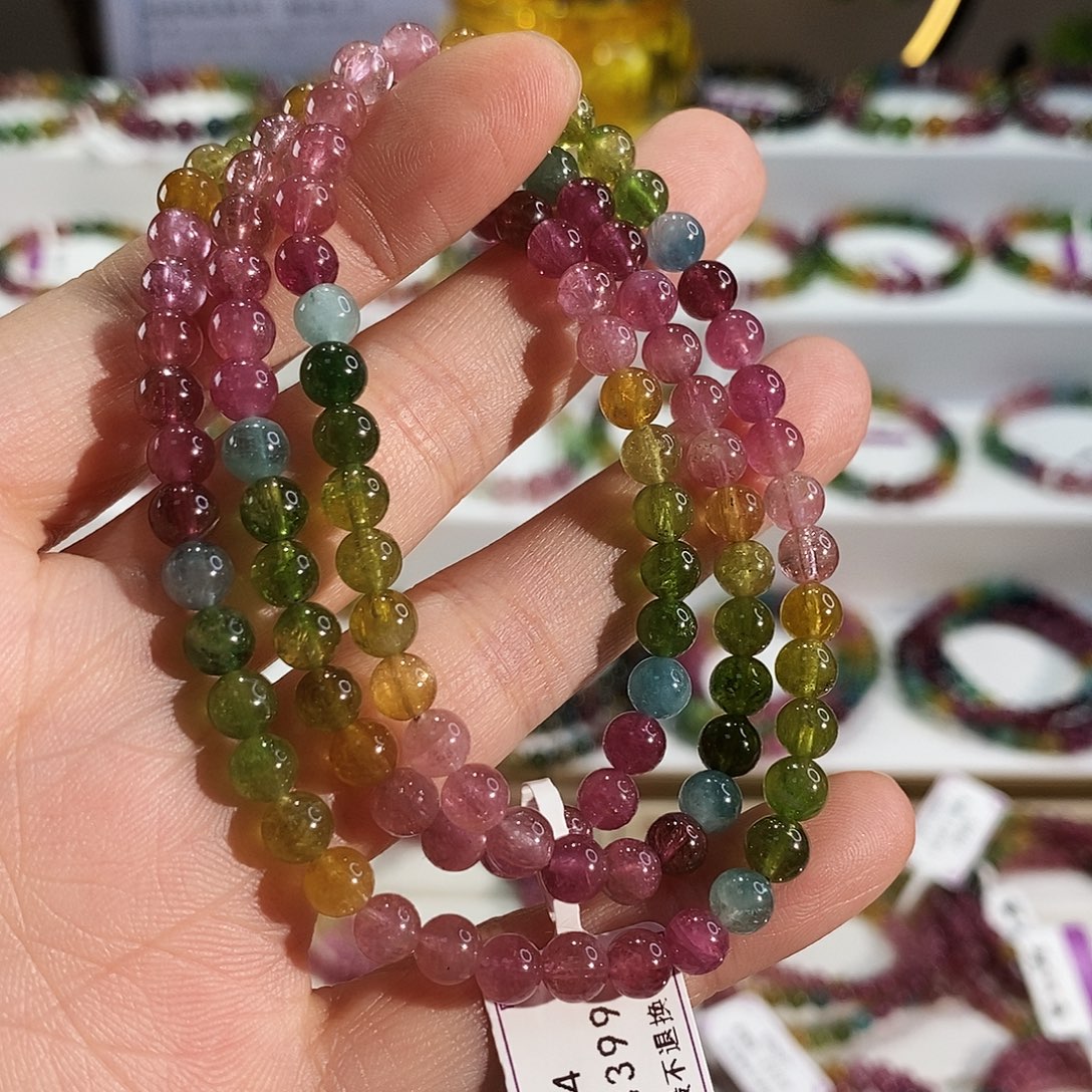 碧玺手链未镶嵌G2054三圈颜色微差