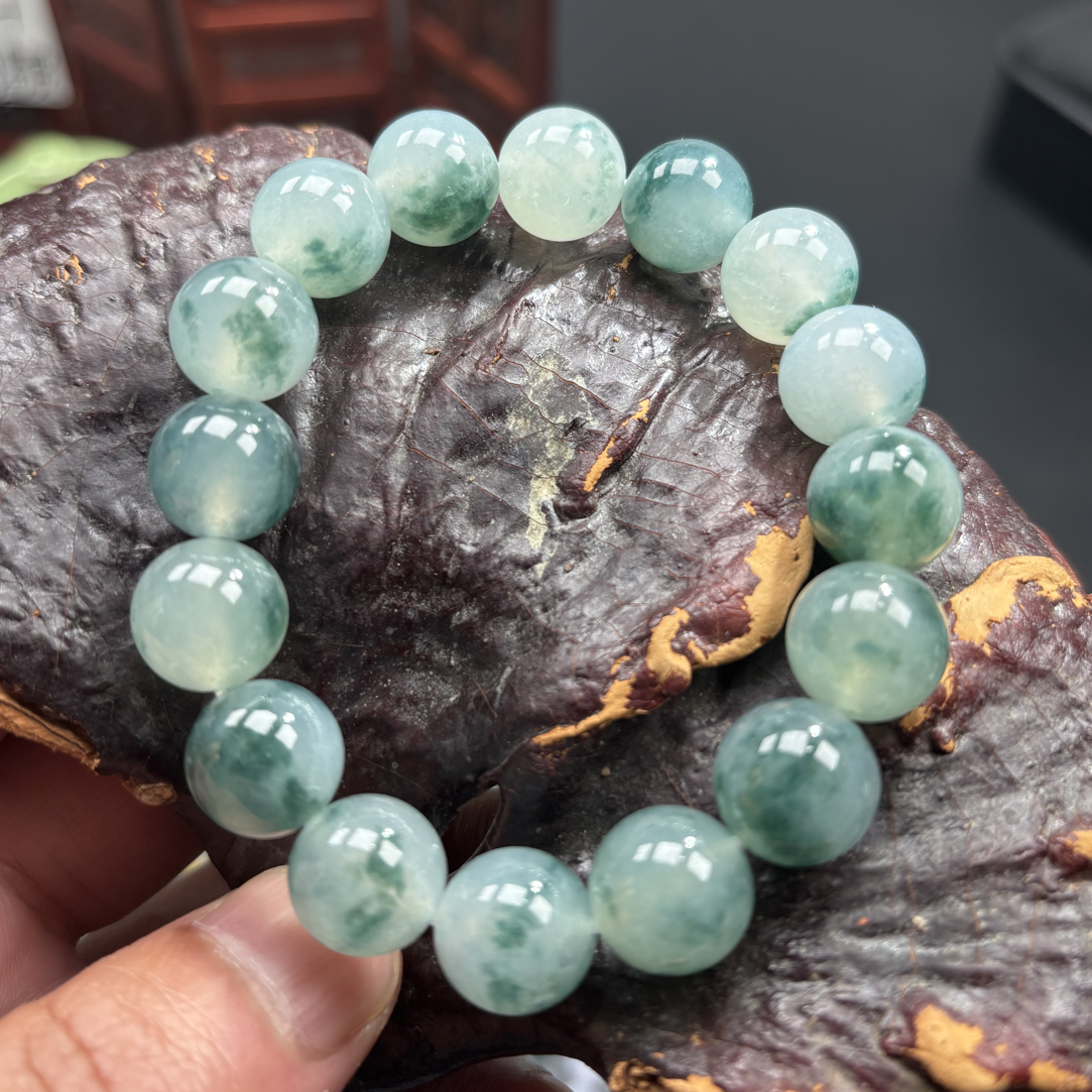 缅甸天然翡翠a货冰飘花卡13*16颗