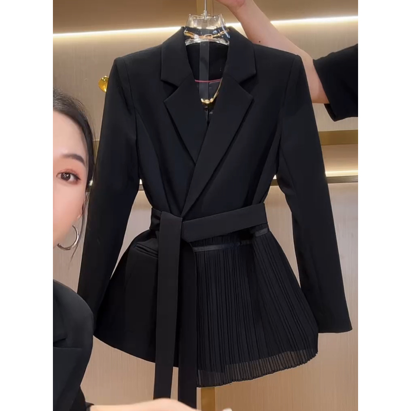 【秋天的第一件西装外套】 轻奢时尚设计感小众小个子黑色西服上衣