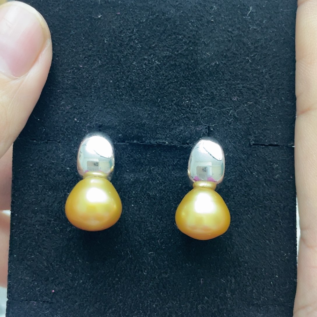 海水珍珠耳饰银S925镶嵌芙*