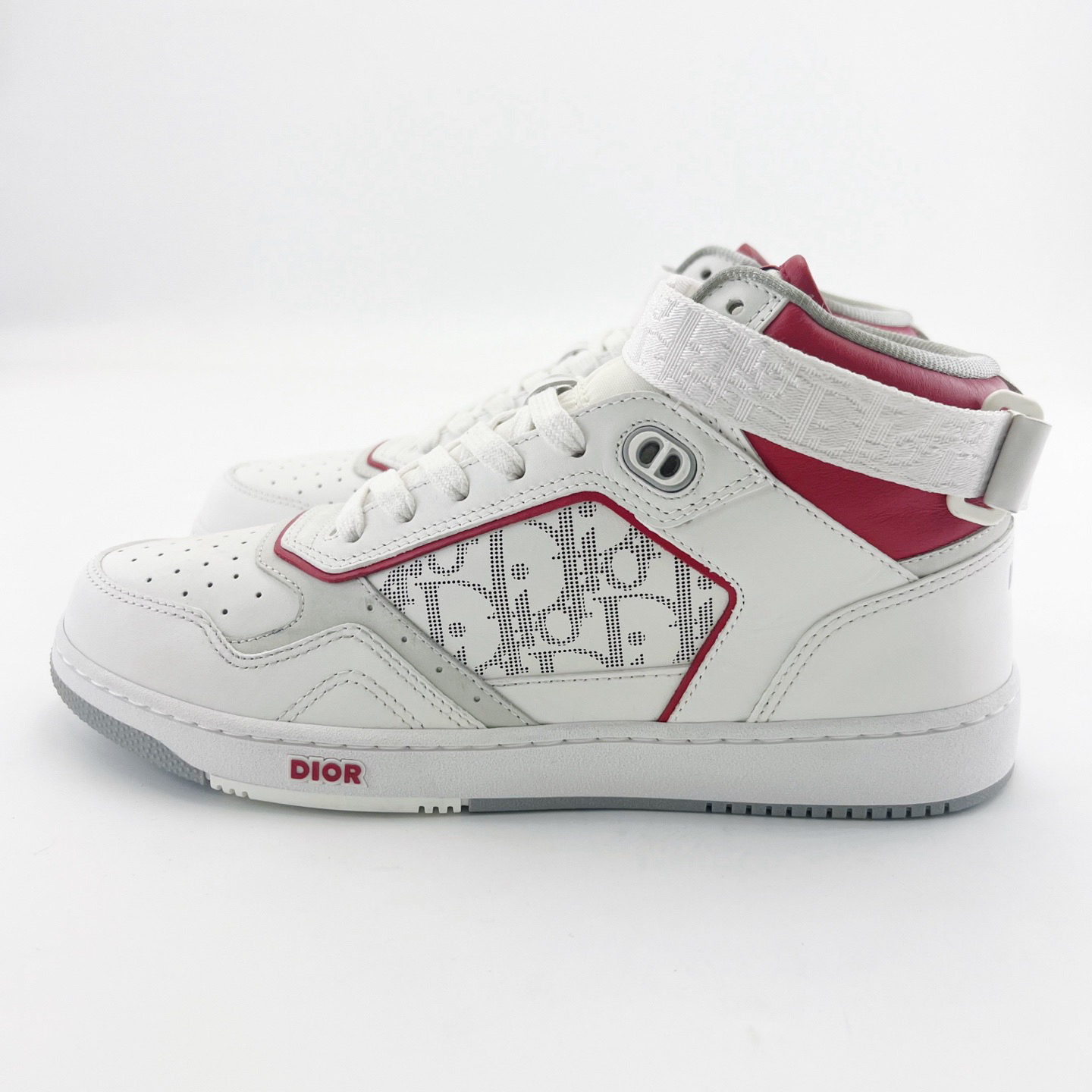 99新 DIOR/迪奥 41码/白红色b27老花系带板鞋/15496077