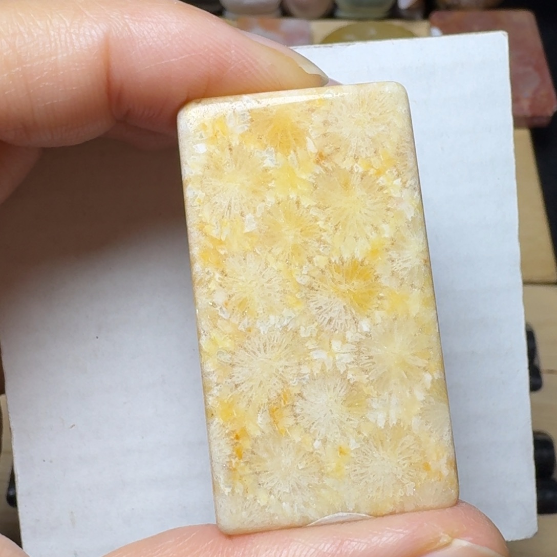 硅化玉闪闪的浅黄花未镶嵌