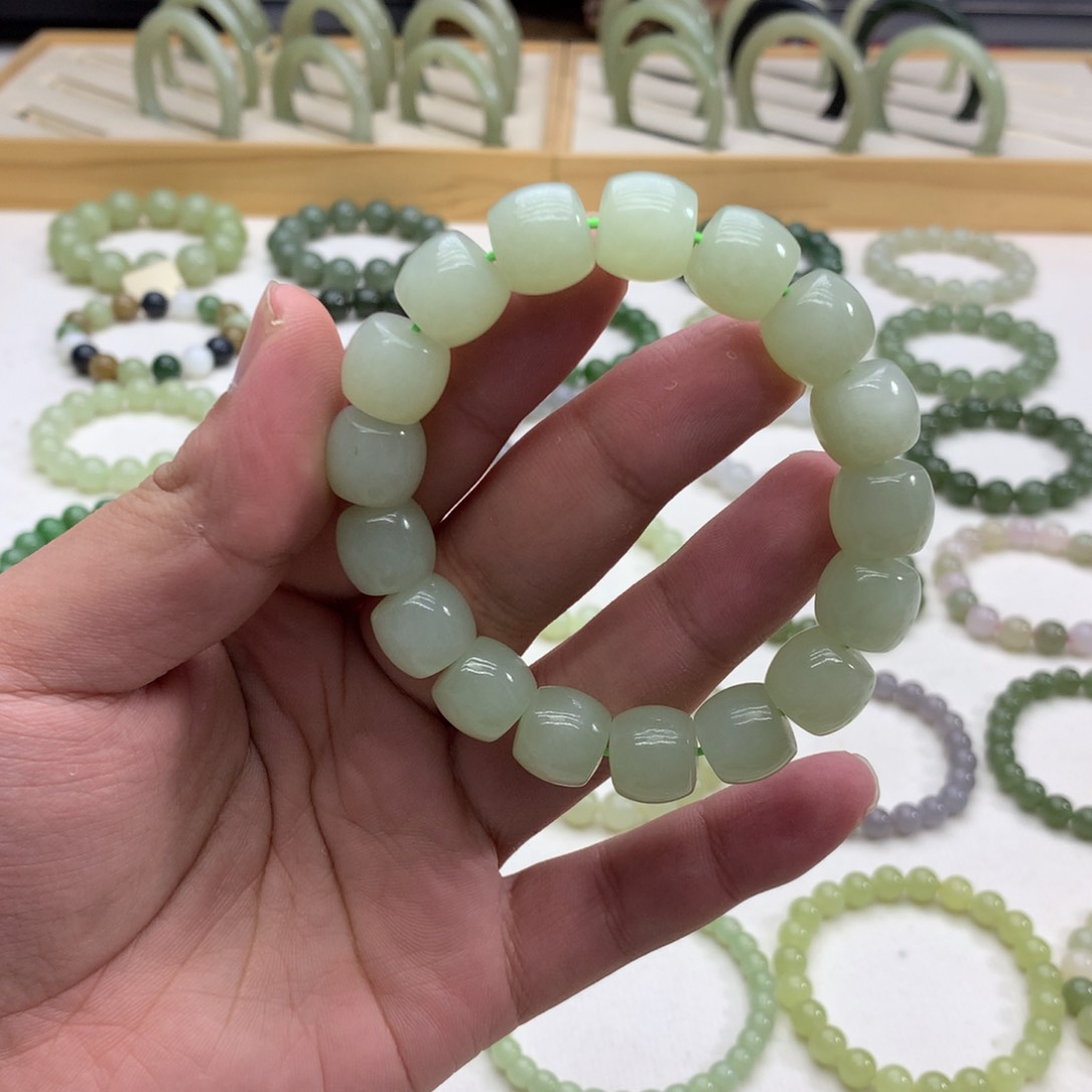 和田玉手串（直切晴水12.8）未镶嵌