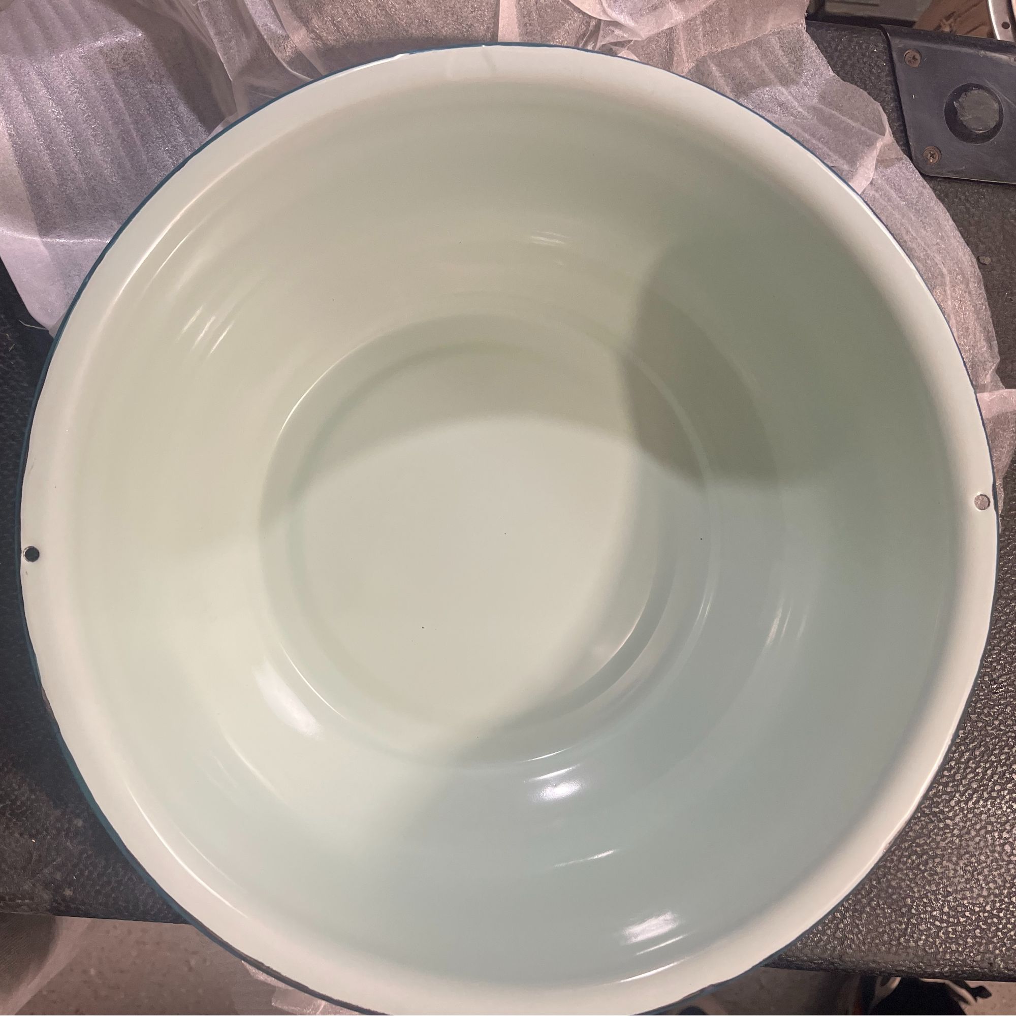 正品青绿色搪瓷盆35cm全新库存