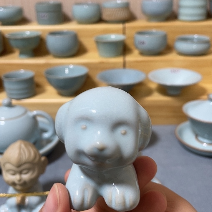 杯子陶瓷微瑕天青小狗