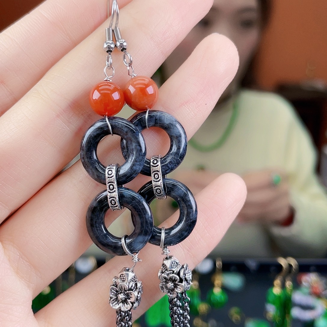 翡翠未镶嵌耳饰饰品