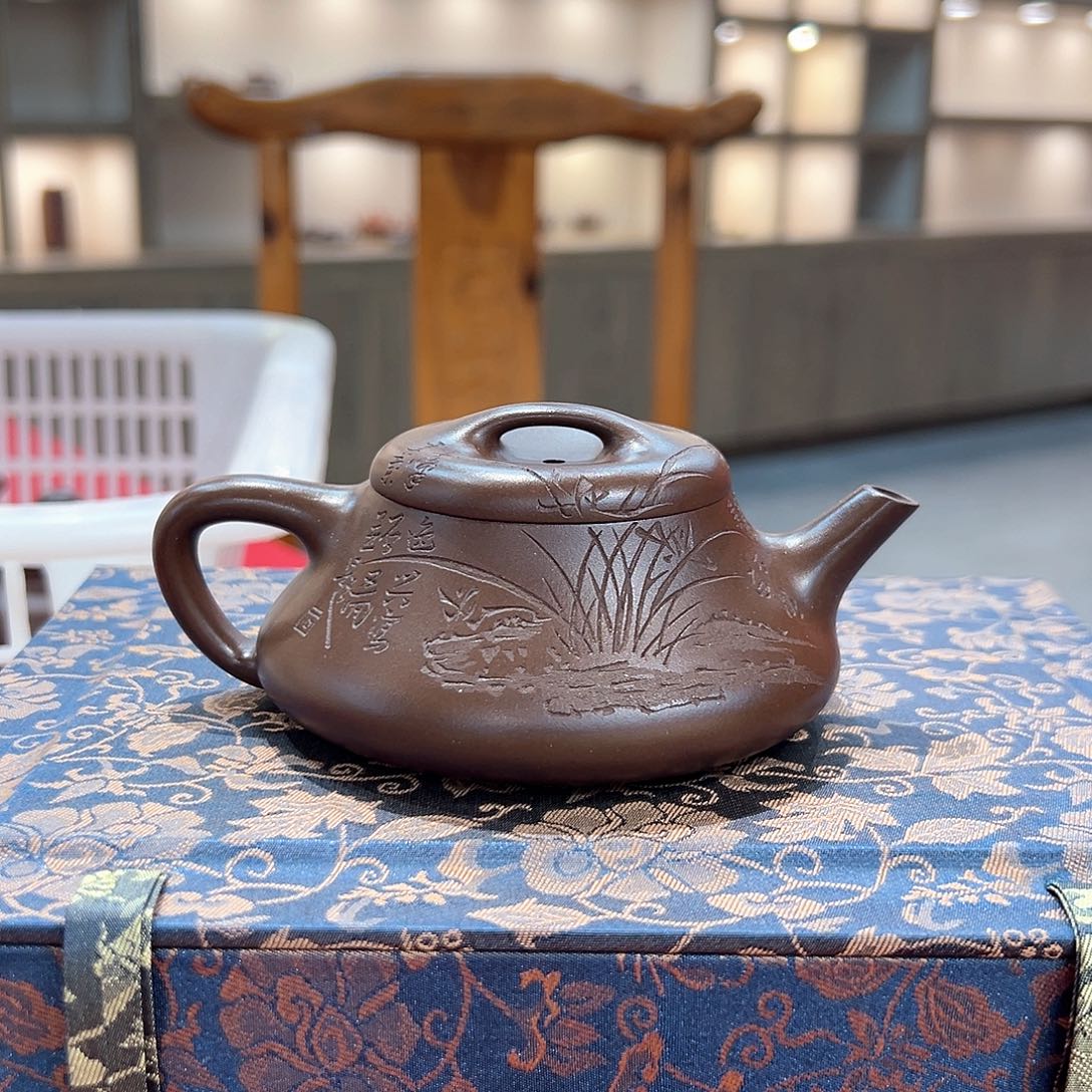 紫砂茶壶影瓢 革紫 200cc