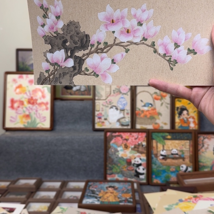丹***青有机玻璃玉兰画芯