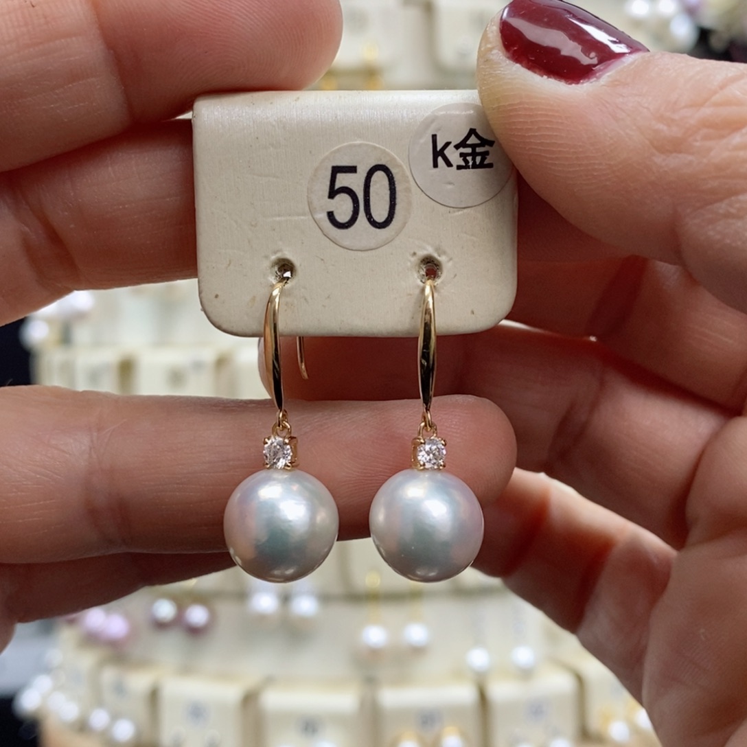 淡水珍珠耳饰18K金镶嵌