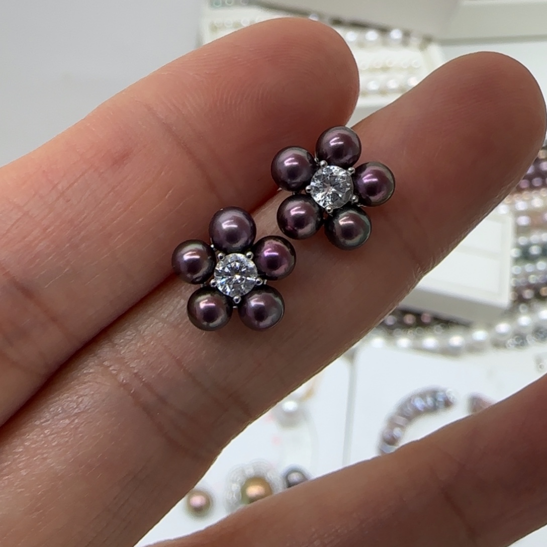 ****M银S925镶嵌耳饰淡水珍珠