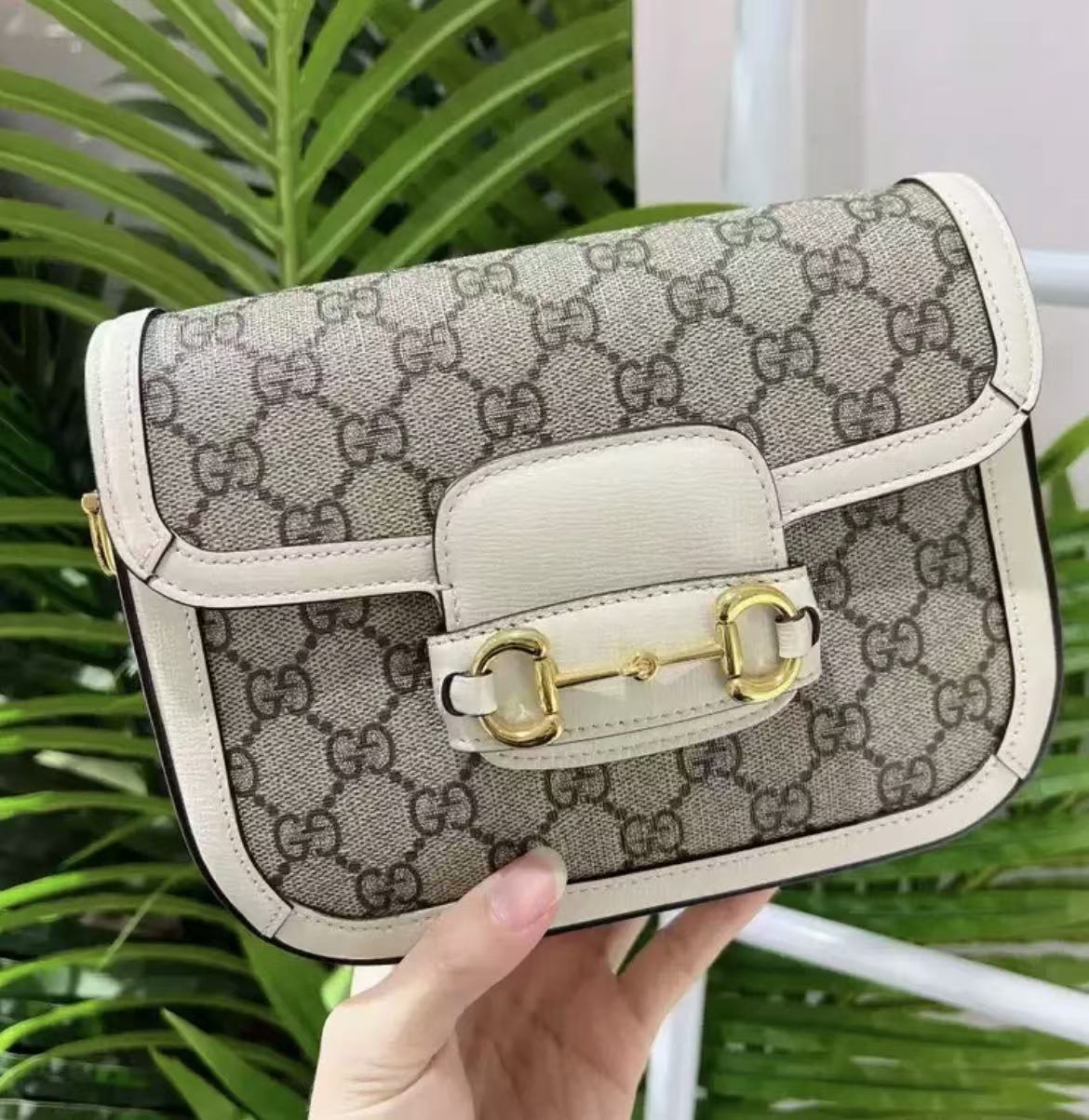 99新 GUCCI/古驰 蔚蓝/白色1955 马鞍包 小号 单肩包