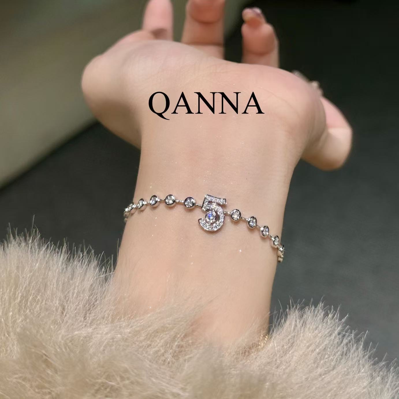 QANNA【满钻5号流苏】【设计时尚款】简约轻奢豪华天然钻石手链HD