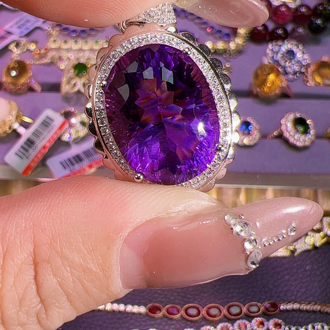 紫晶紫水晶银S925镶嵌