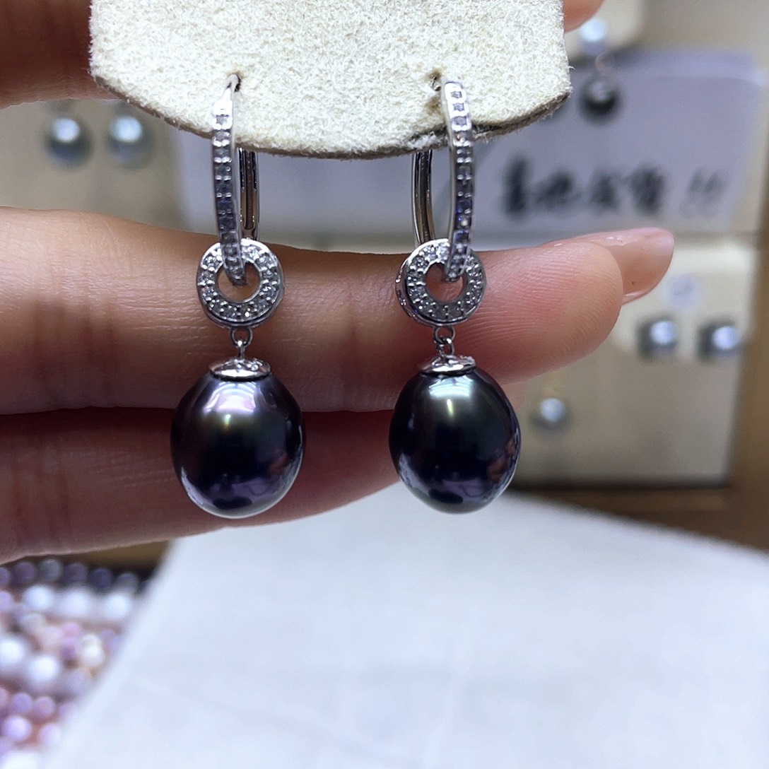 海水珍珠耳饰银S925镶嵌