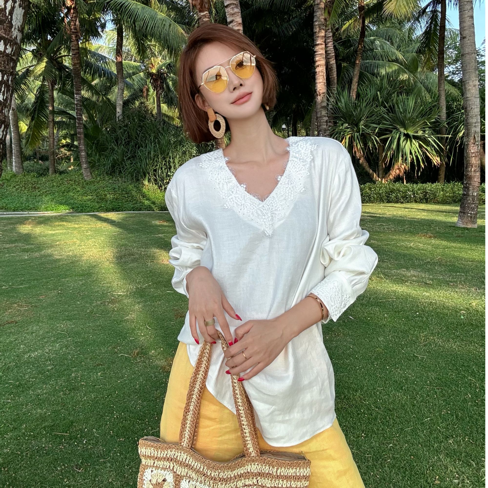 ViniFF薇妮｜【反季】17 V领长袖衬衫WA5CC019