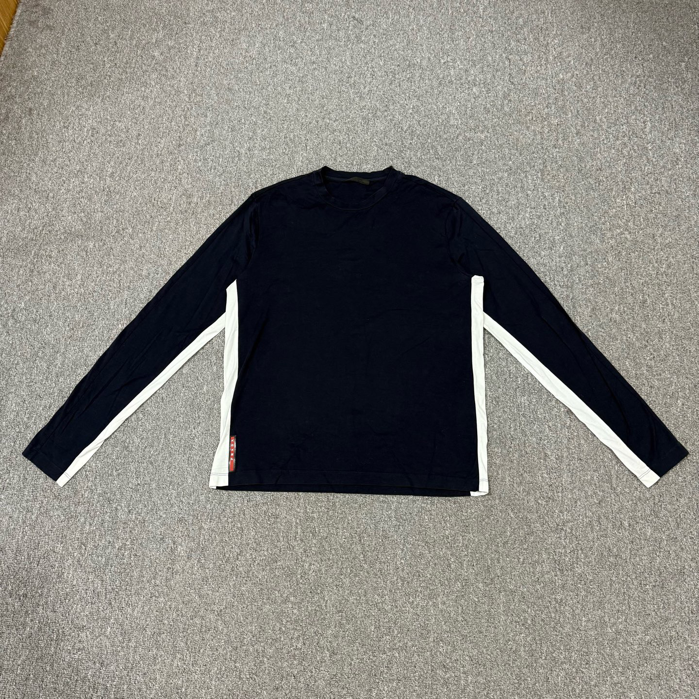 99新 Prada/普拉达 18721902普拉达 拼色下摆logo长袖T恤 M码99新