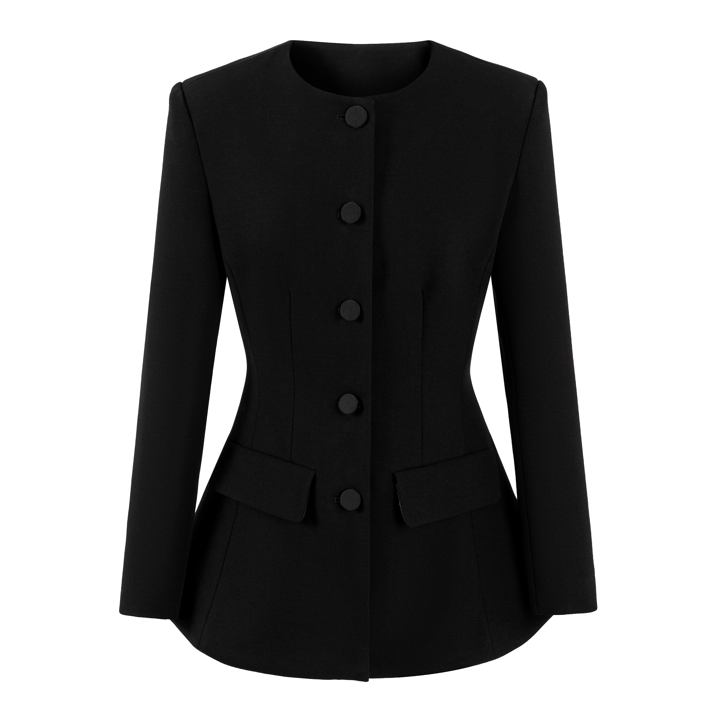 【HanHan】深圳高定黑色西装无领收腰简约大气西装裙-95