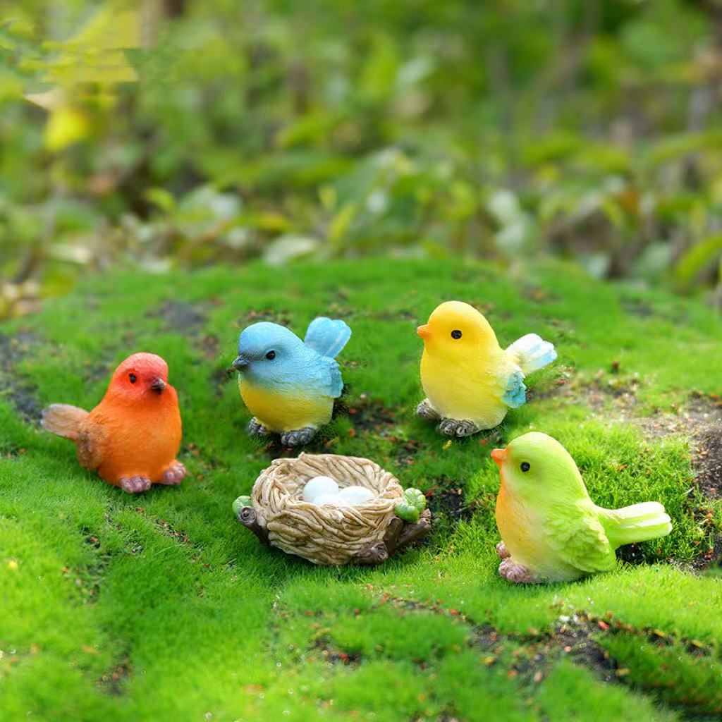 小鸟微景观树脂工艺品鸟窝可爱卡通园艺植物动物盆景摆件装饰