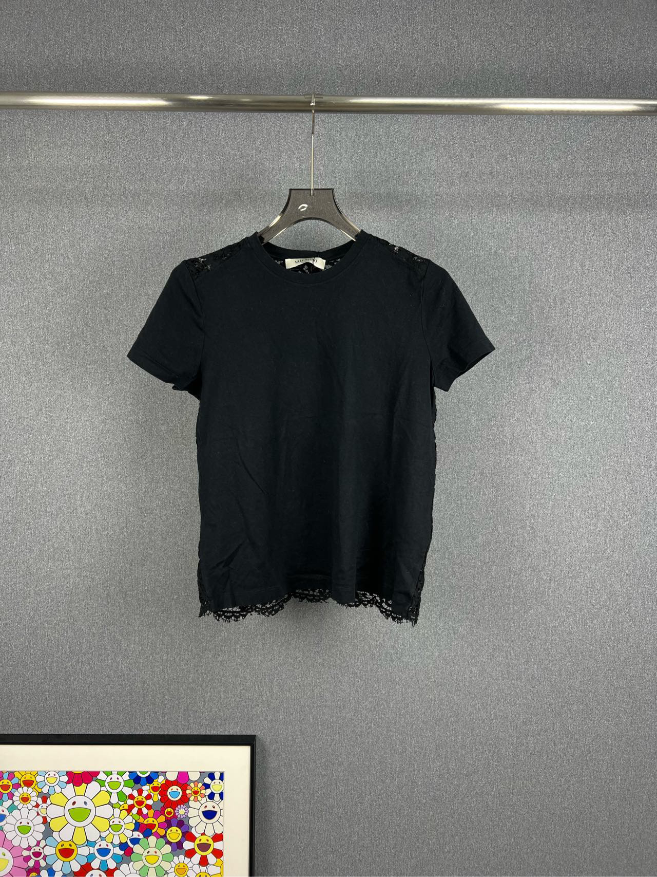 95新 Valentino/华伦天奴 蕾丝花卉短袖 XS码 98新A11379