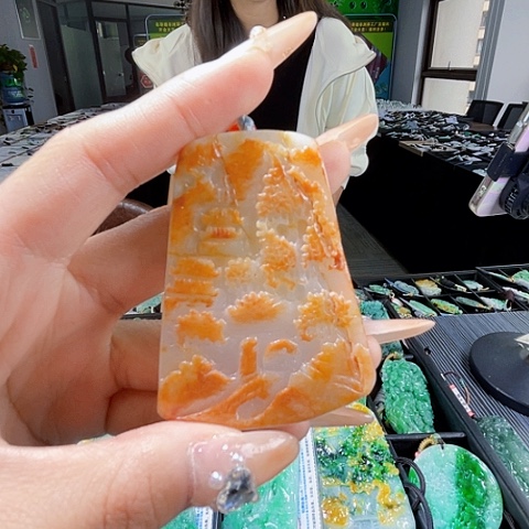 翡翠未镶嵌颈饰一个