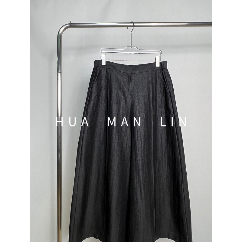 【预售，彩蛋】后松紧腰钩扣龟裂纹桑蚕丝休闲大摆裤252153