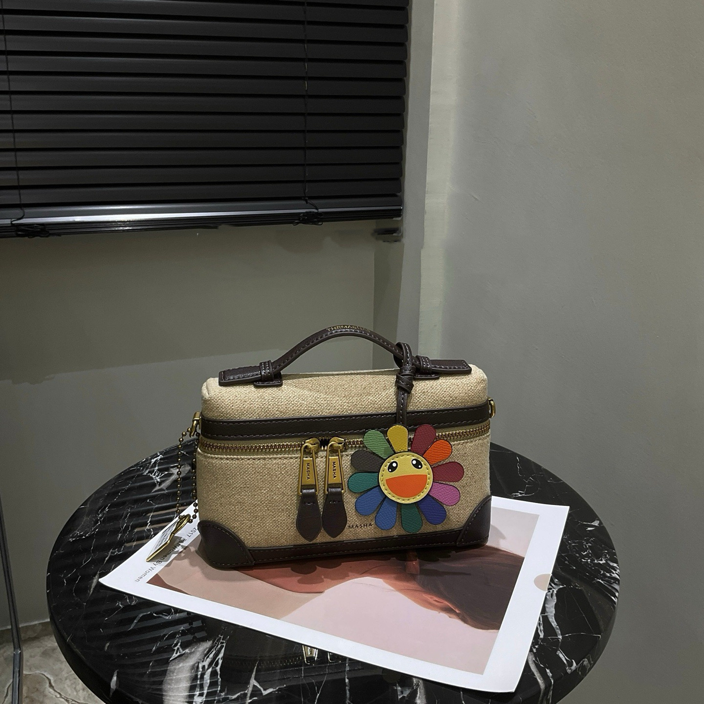 HM STUDIO【老钱风饭盒】2025新款亚麻简约风通勤小包斜挎单肩饭盒