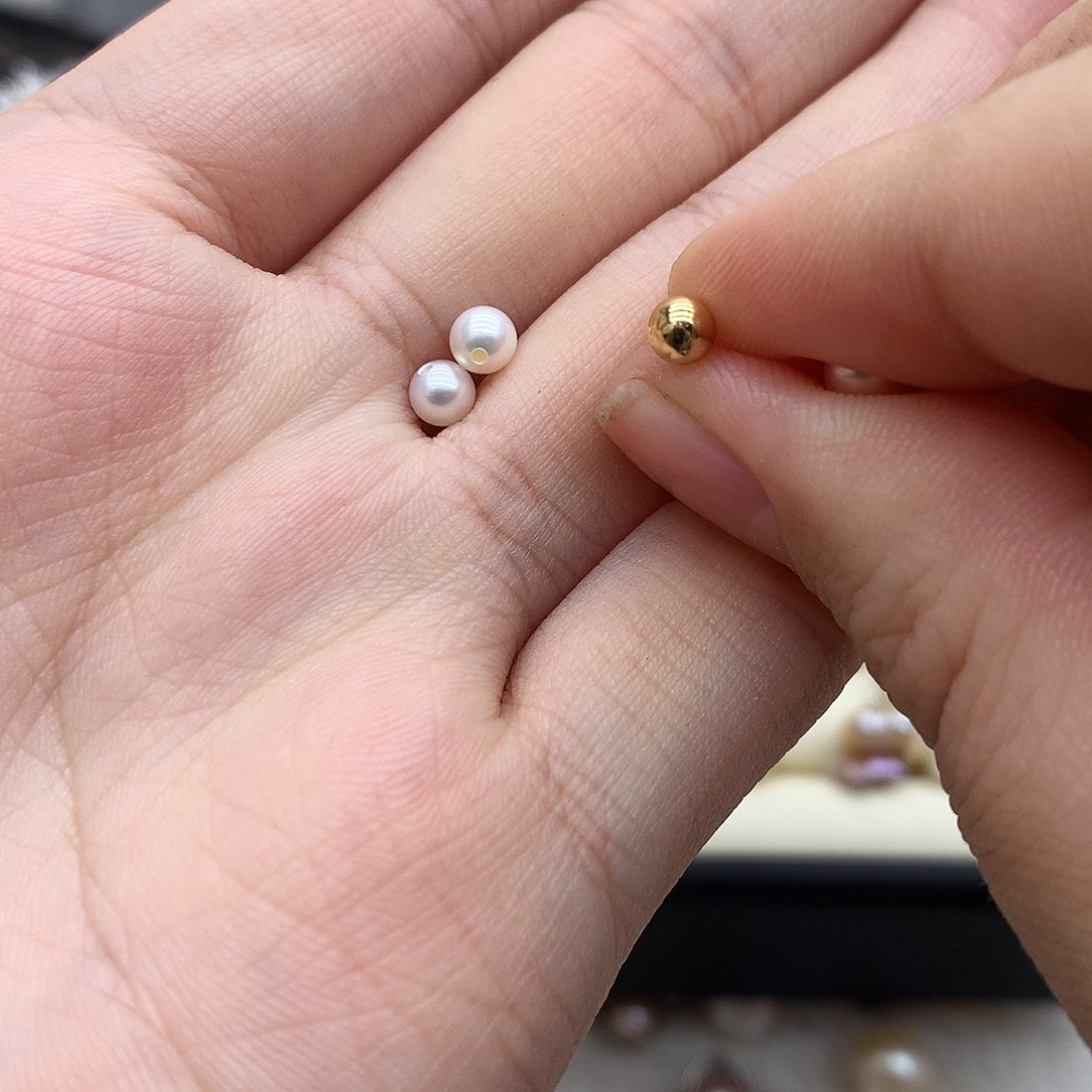 耳饰银S925镶嵌淡水珍珠螺丝耳钉银色