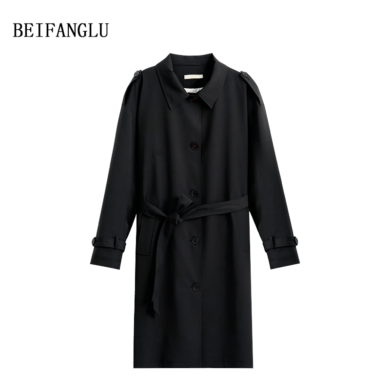 北方鹿 2025秋风衣外套百搭polo领中长款单排扣经典高级感251057