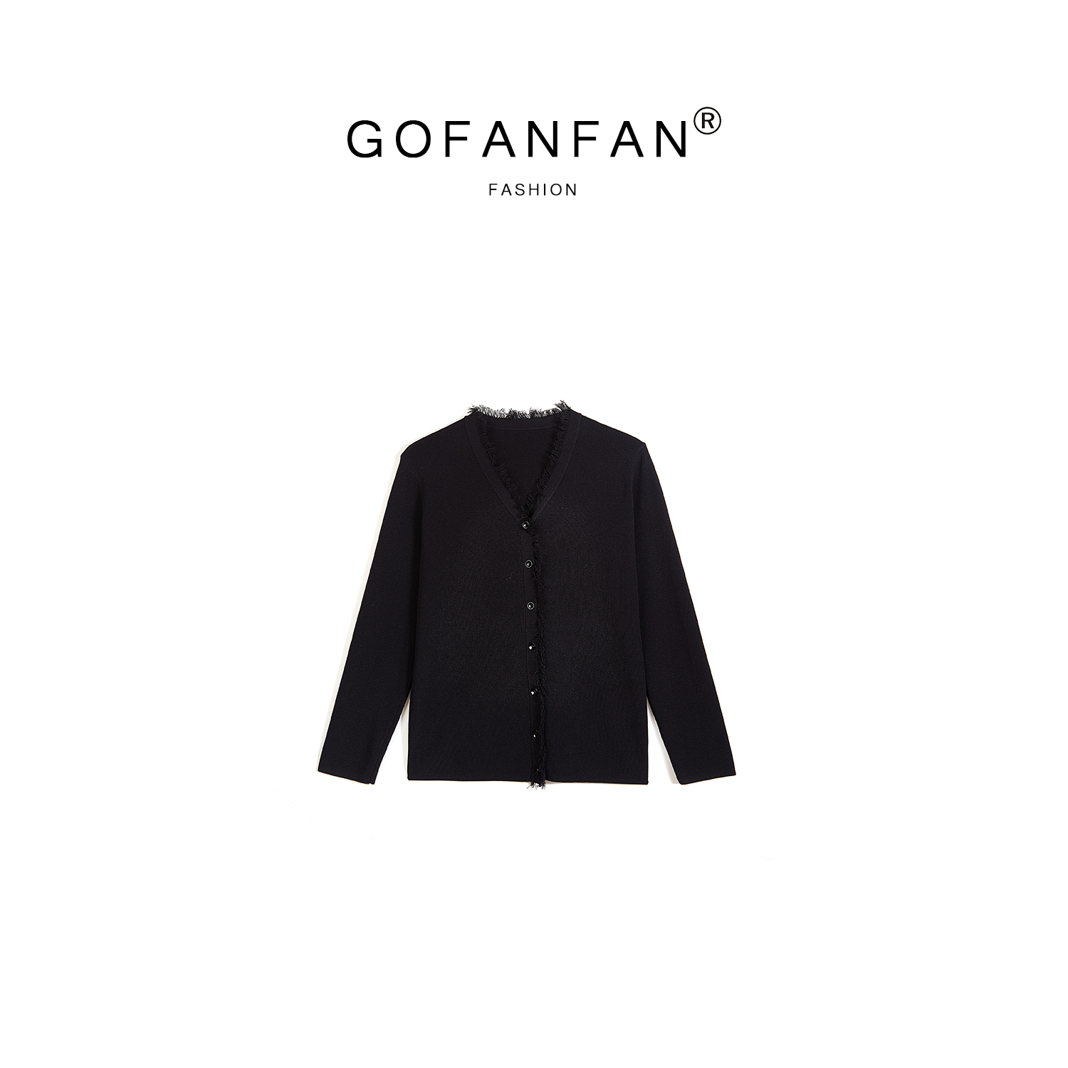 GFF STUFIO【黑桃A】毛边小众设计感宽松时髦纯色针织衫