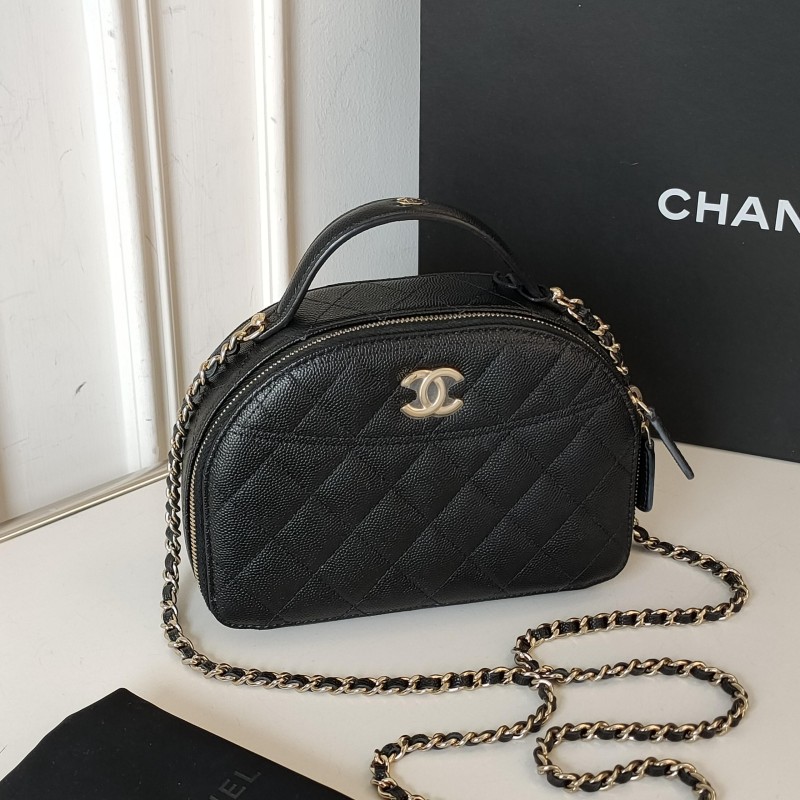 95新 Chanel/香奈儿 【24期免息】25C黑金荔枝皮保龄球斜挎包/51857