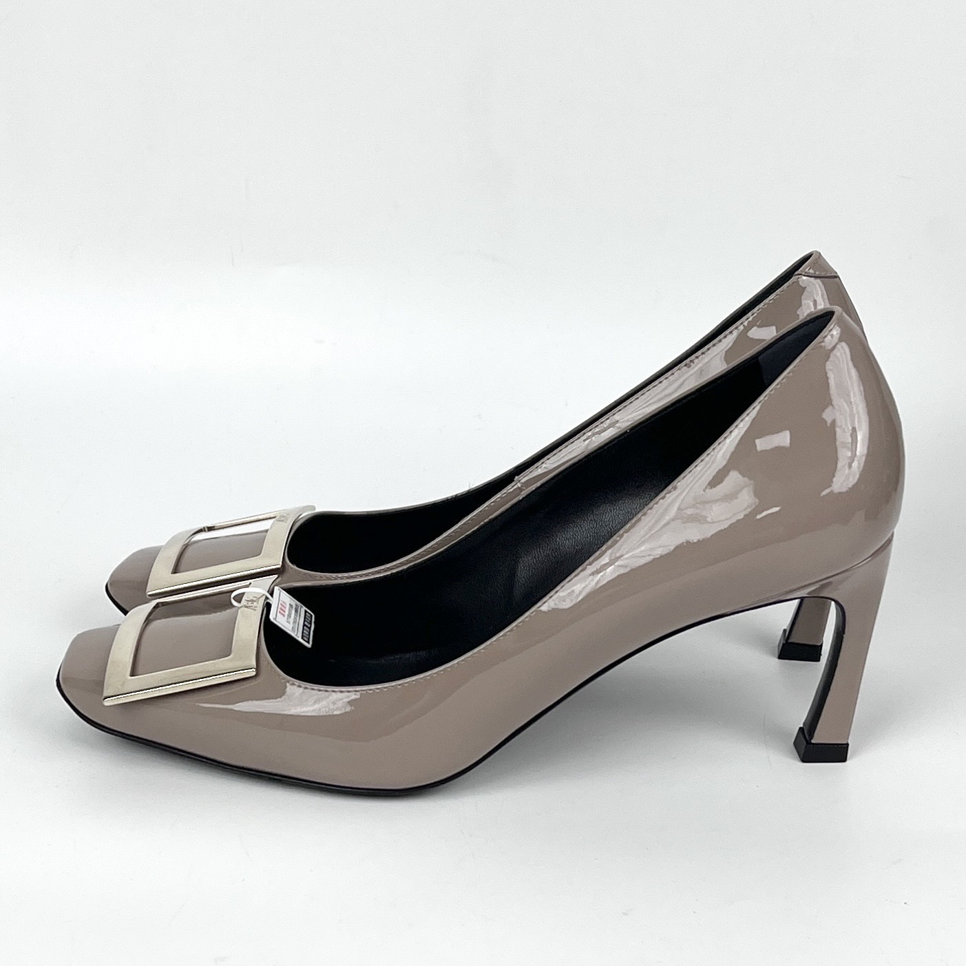 未使用 Roger Vivier/罗杰·维威耶 37码 大象灰方扣高跟鞋lm4077