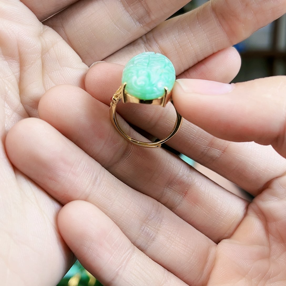 翡翠戒指银S925镶嵌戒指