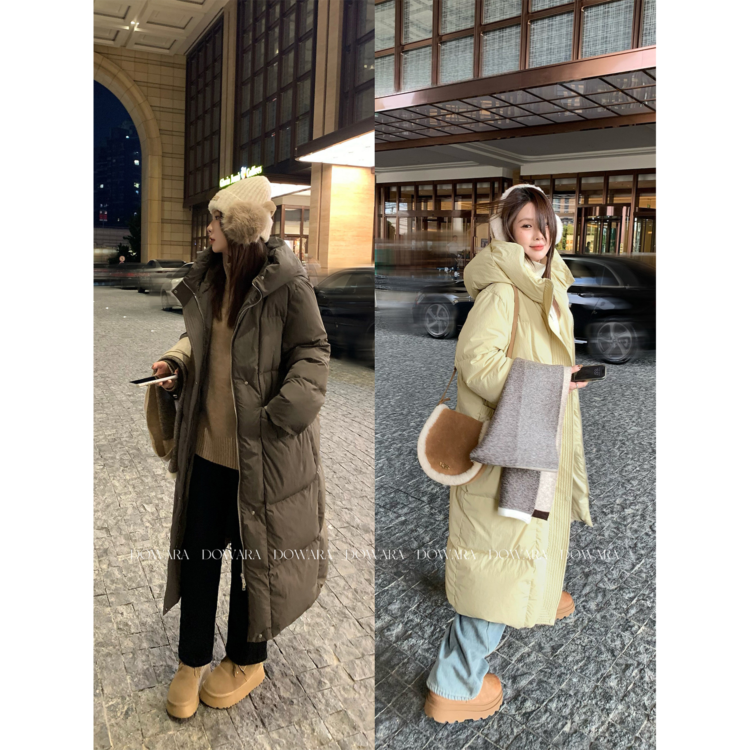 现货大婉酱微胖定制【欧包】廓形90白鸭绒连帽羽绒服冬季外套 9881D