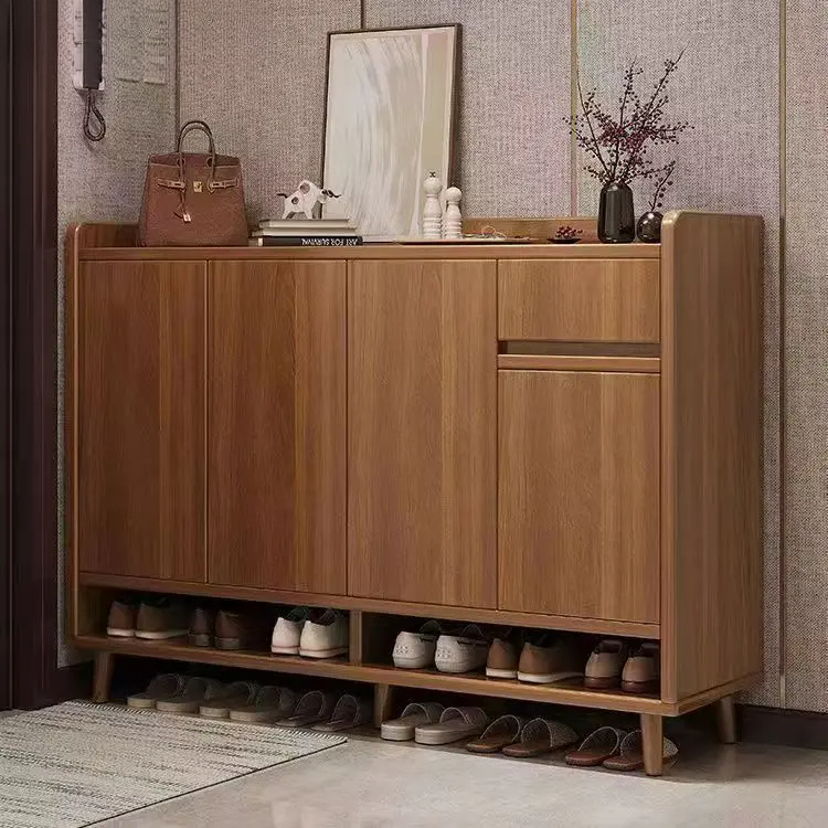 2025新鞋柜爆款实木板芯楼道家用门口大容量入户玄关柜经济型鞋架