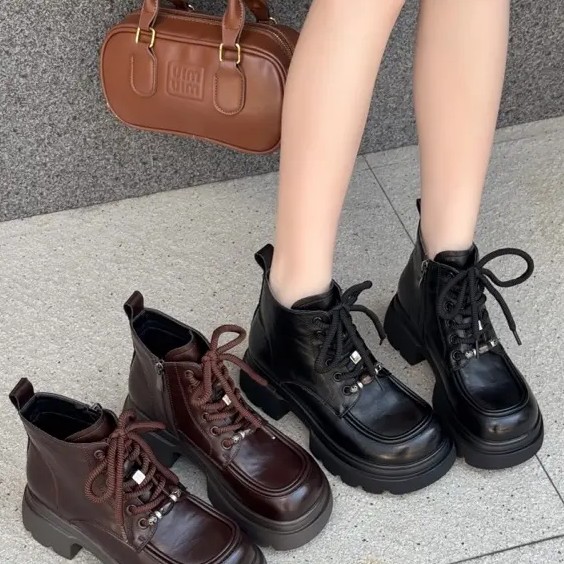 高蒂｜新款小个子增高女靴英伦风百搭厚底短靴马丁靴 54968-810R