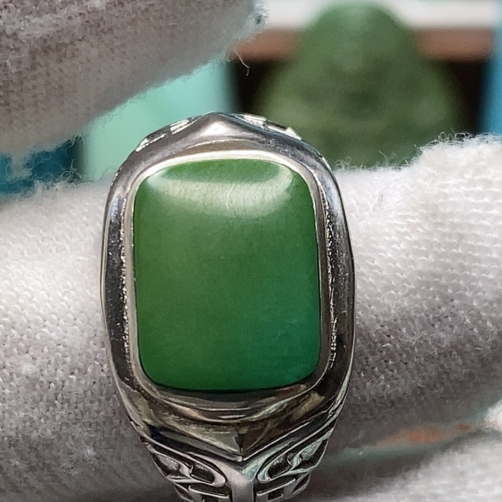 绿松石银S925镶嵌天然原矿 地大质检